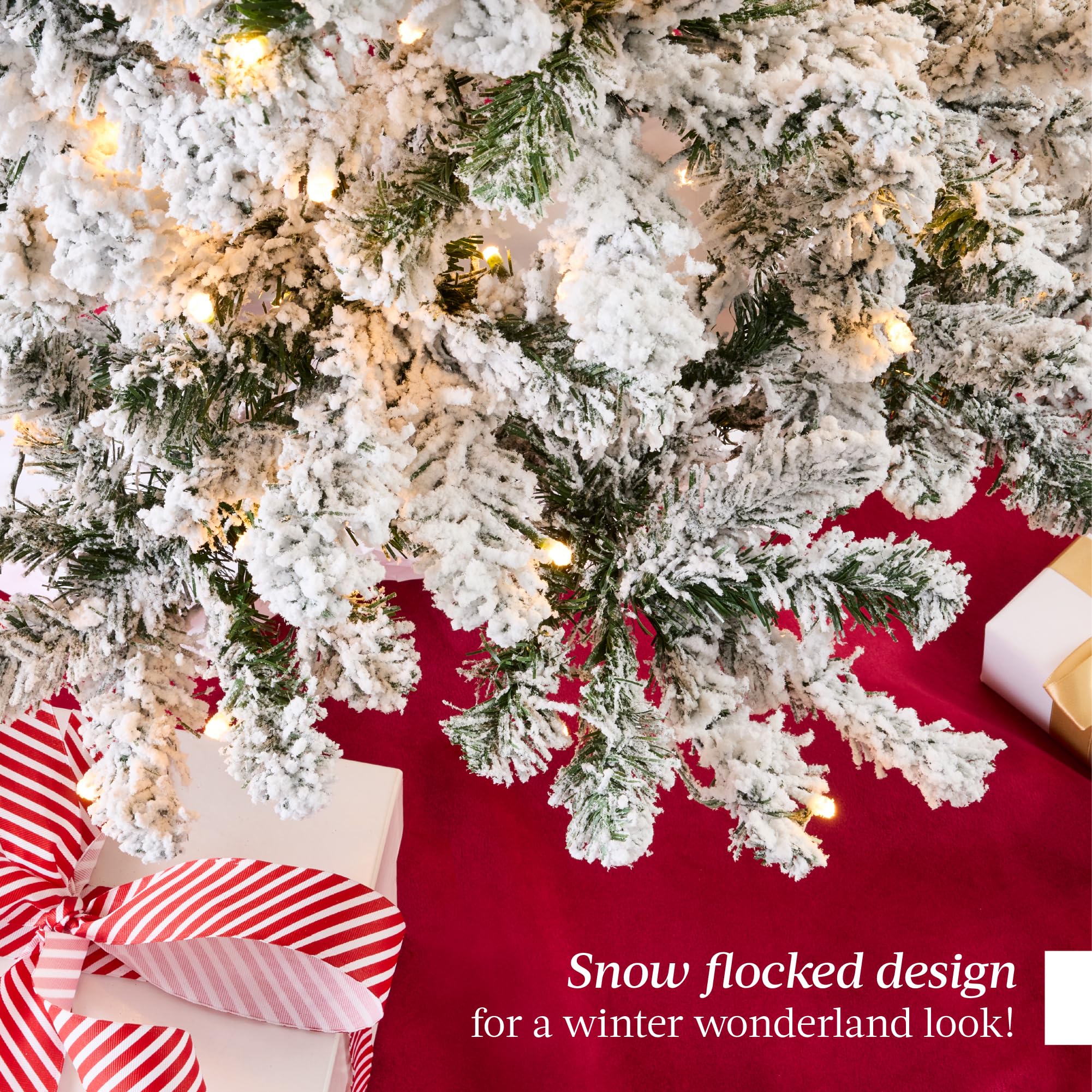 Best Choice Products Flocked Pencil Christmas Tree, Pre-Lit Slim Artificial Holiday Decoration, 6ft Lighted Skinny w/Base, Warm